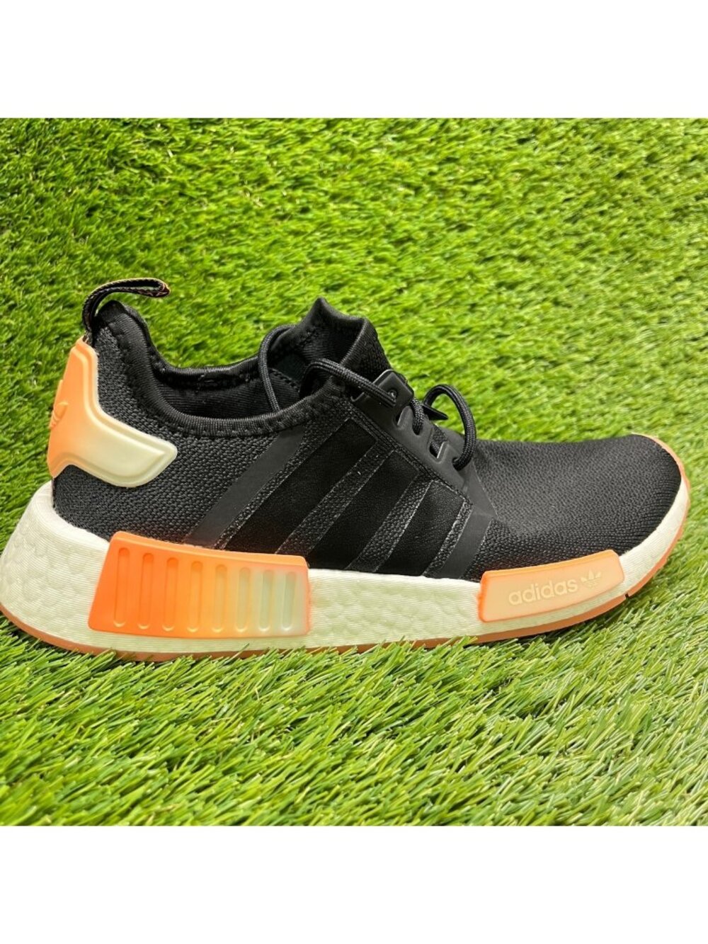 Adidas NMD R1 Womens Size 8.5 Black Orange White Athletic Running Shoes Sneakers